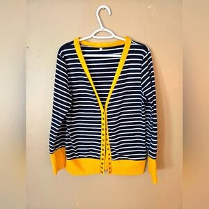 Striped Navy and Yellow Cardigan